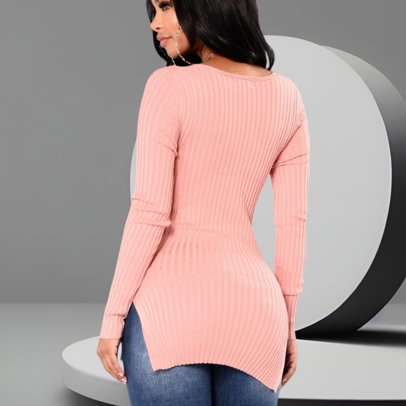 FASHION NOVA Giving Me The Feels-Mauve Knit Sweater Dusty Pink - Picture 3 of 16